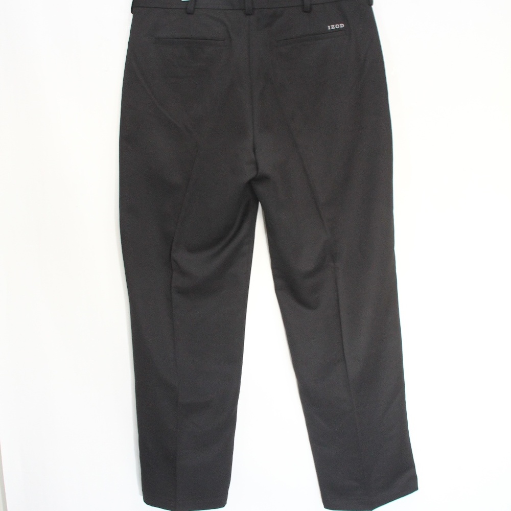 Izod Men Golf Pants 36 x 32 Flat Front Black Slacks - Picture 3 of 7